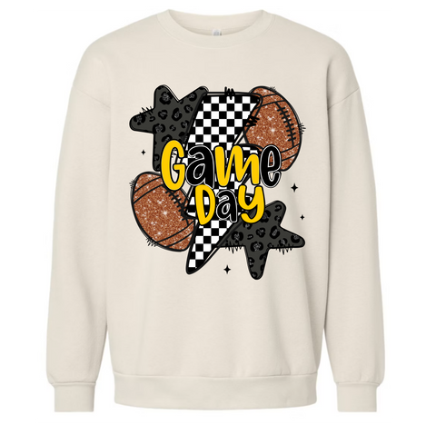 Black and Gold Game Day Crew or Tee