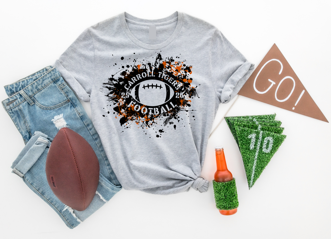 Carroll Tigers Football 2025 T-shirt. Crew. Hoodie.