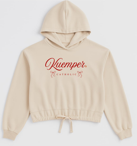 Kuemper Catholic Bow Oversized Cropped Hoodie.