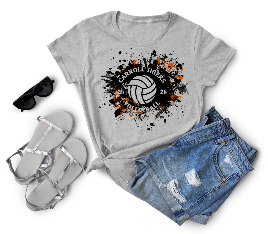 Carroll Tigers Volleyball 2025 T-shirt. Crew. Hoodie.