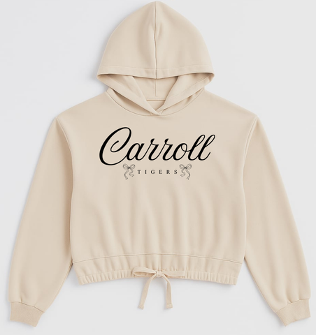 Carroll Tigers Bow Oversized Cropped Hoodie.