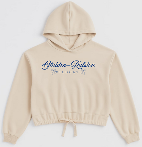 Glidden-Ralston Wildcats Bow Oversized Cropped Hoodie.