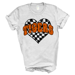 Tigers Checkered Heart {ASH} Toddler, Youth, Adult