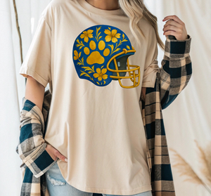 Gold and Blue PAW Watercolor Football Helmet {Toddler - Youth - Adult}