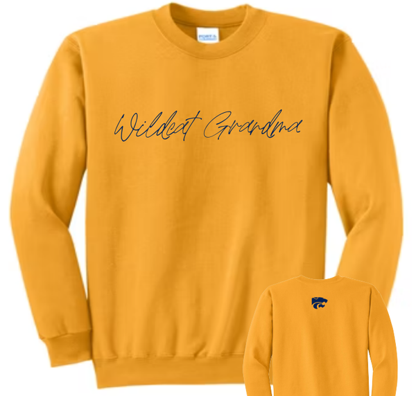 Wildcat Mom or Grandma {GOLD} Crew Sweatshirt