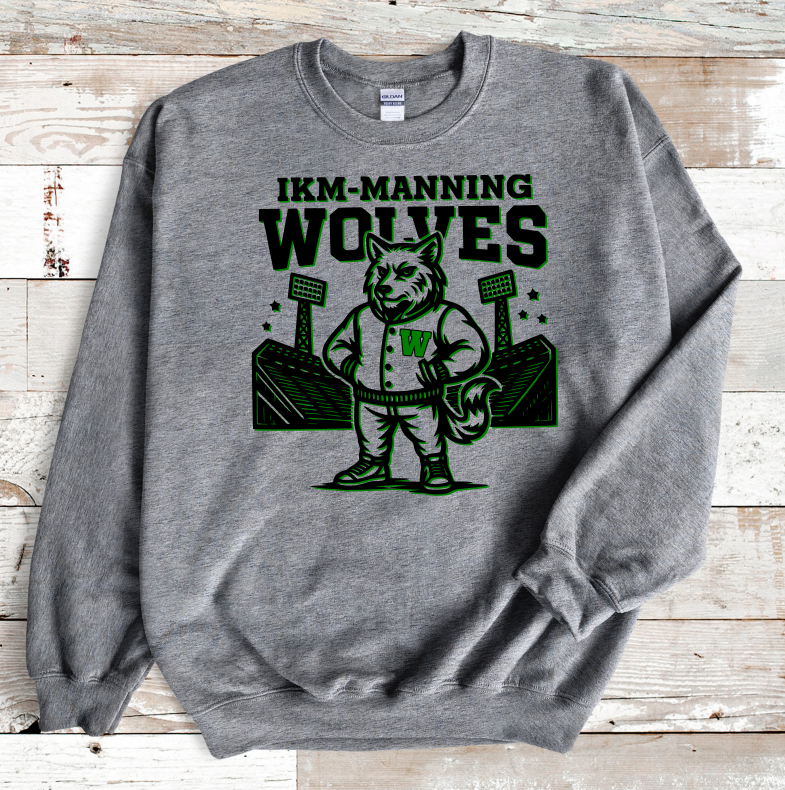 IKM-MANNING Wolves {Football Stands} Crew. Toddler. Youth. Adult.
