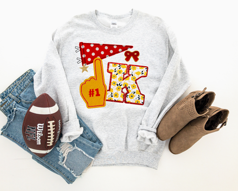 Mixed Media Patch Work Crew Sweatshirt {ASH}