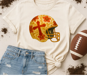 Red and Gold Cross Watercolor Football Helmet {Toddler - Youth - Adult}