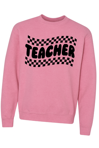 Teacher {pink} Crew Sweatshirt