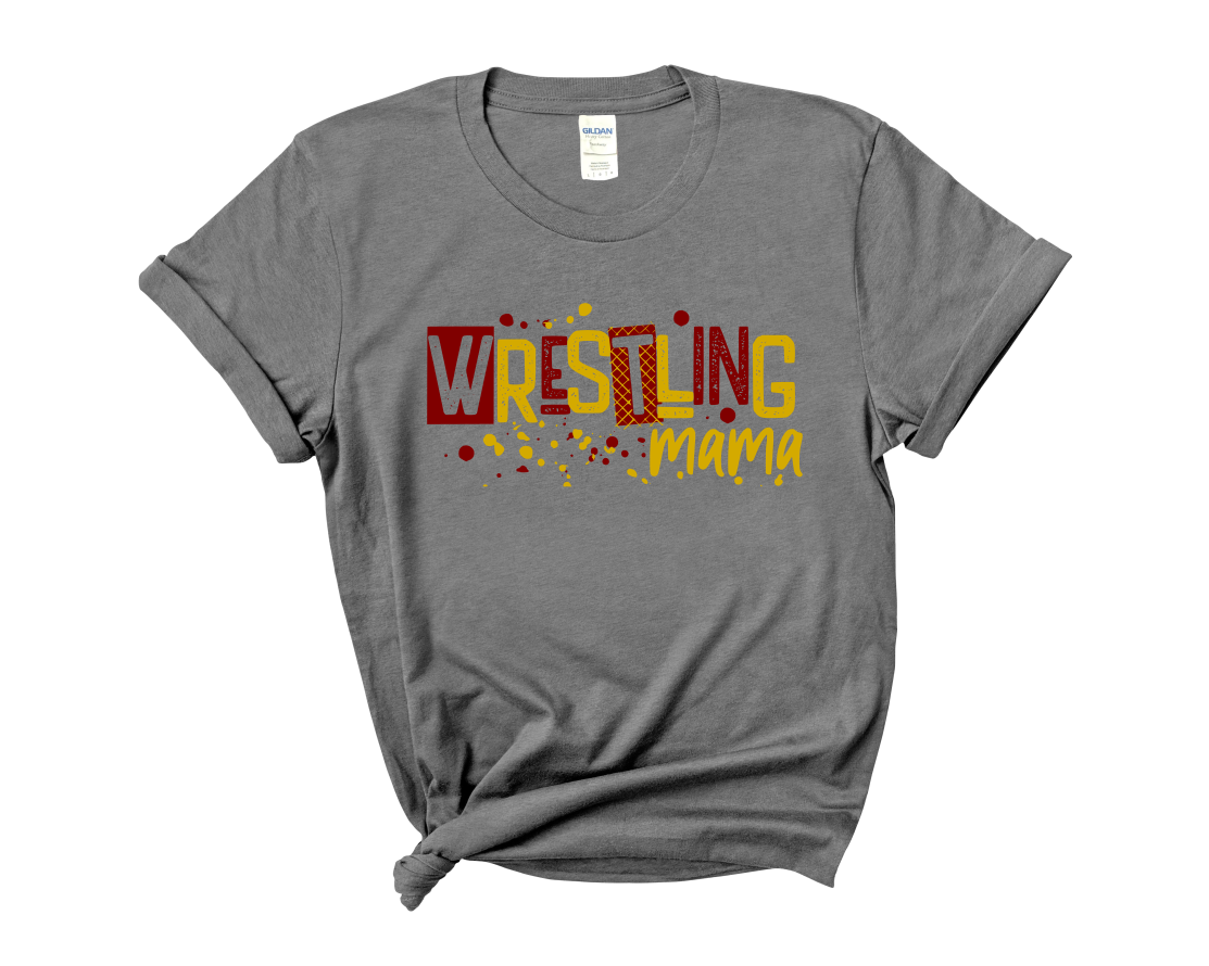 Wrestling Mama - Distressed Yellow & Red