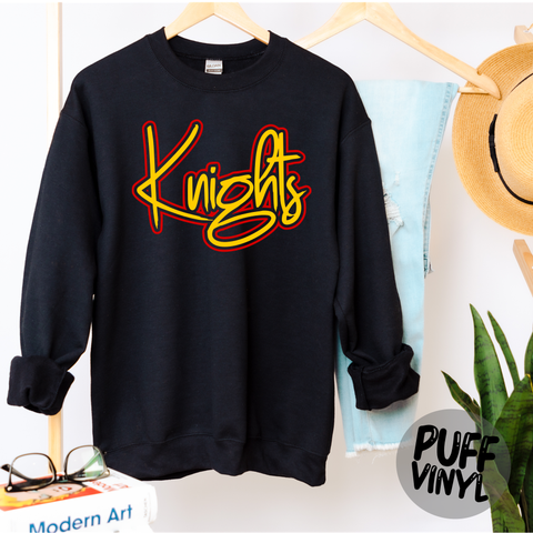Knights {script} PUFF Crew Sweatshirt