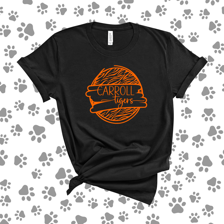 Carroll Tigers Circle {Black} Tee