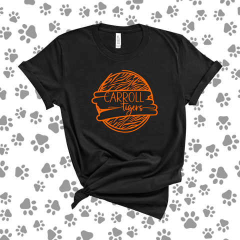 Carroll Tigers Circle {Black} Tee