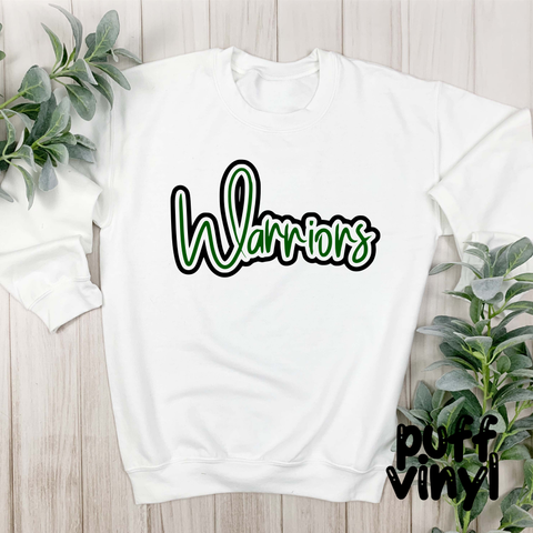 Warriors {Script} PUFF Crew Sweatshirt